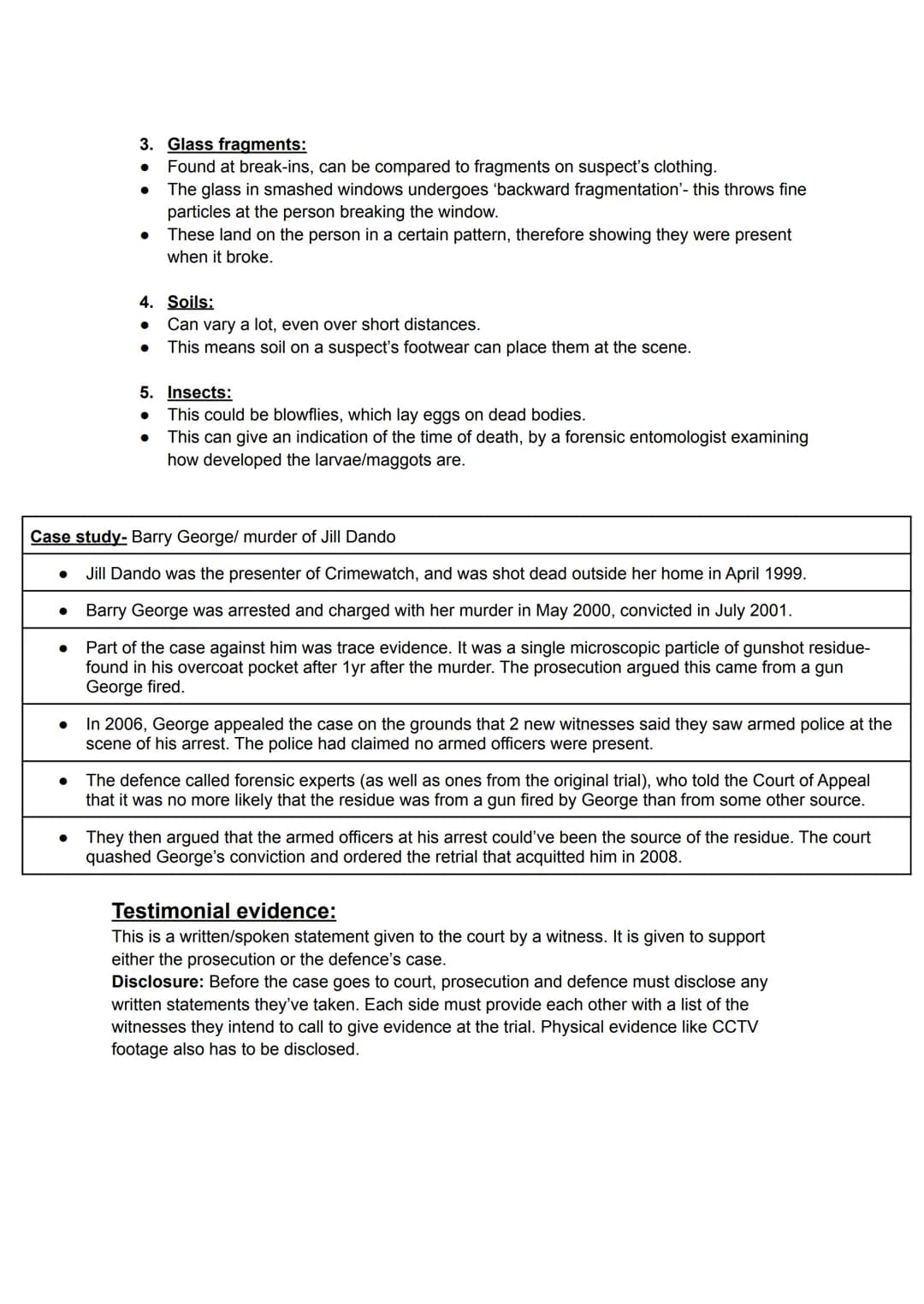 AC 1.3: Explain how evidence is processed.
Types of evidence:
Evidence is the basis on which a suspect is charged, tried, or found guilty/no