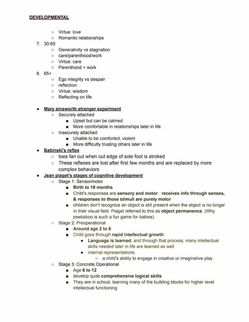 DEVELOPMENTAL
Developmental and Growth
quizlet with EVERY TERM from this unit (more than whats on the study guide))
●
●
Object permanence
O 