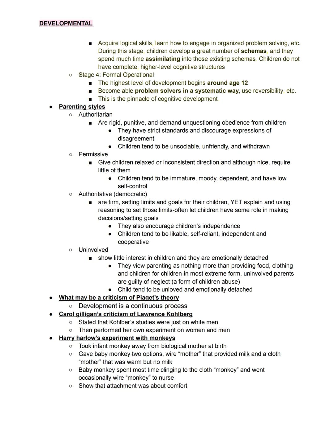 DEVELOPMENTAL
Developmental and Growth
quizlet with EVERY TERM from this unit (more than whats on the study guide))
●
●
Object permanence
O 