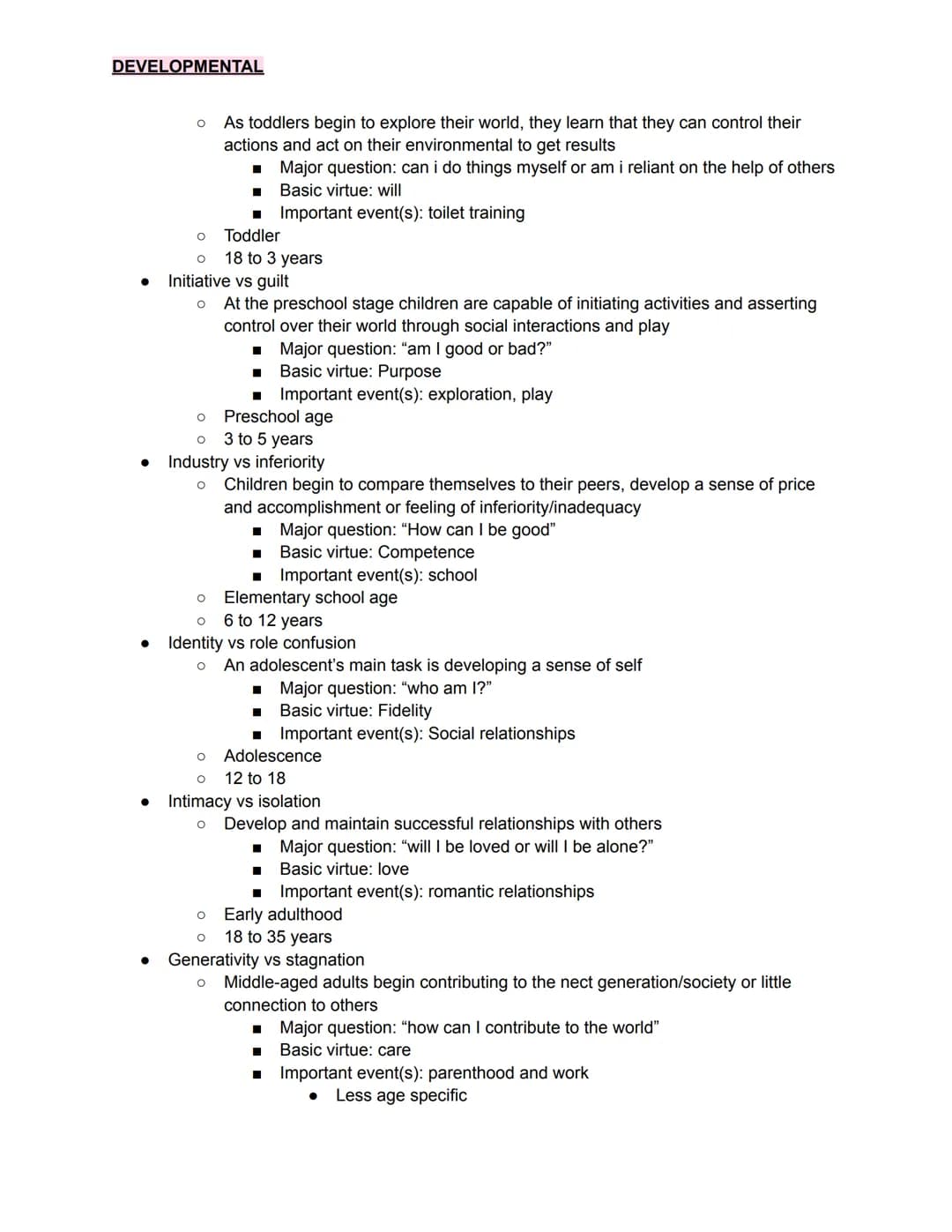 DEVELOPMENTAL
Developmental and Growth
quizlet with EVERY TERM from this unit (more than whats on the study guide))
●
●
Object permanence
O 