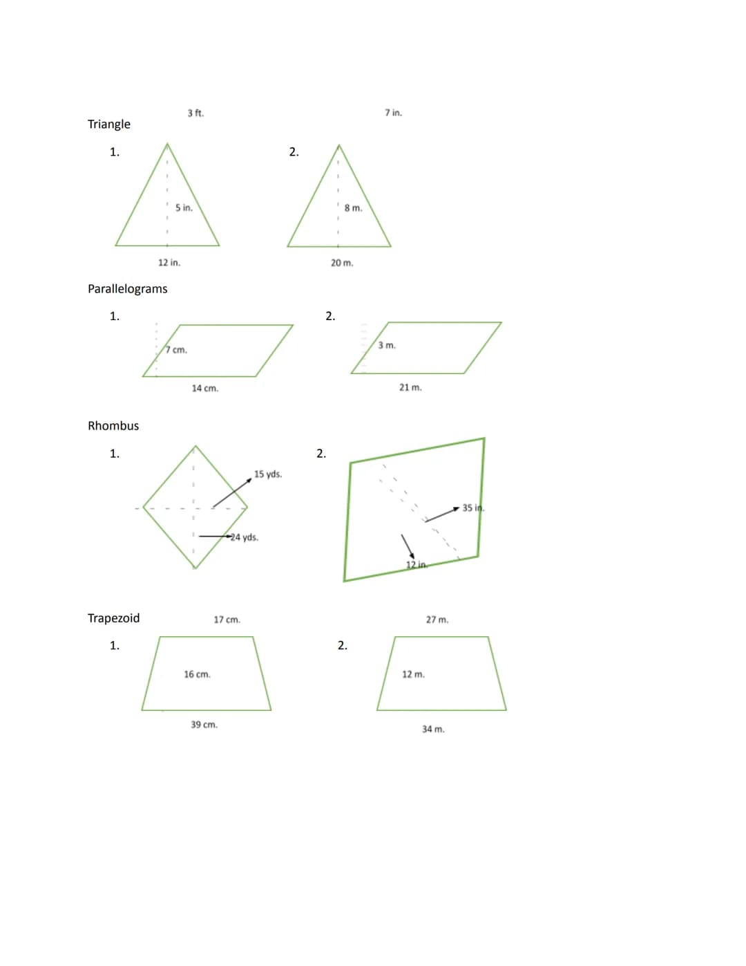 Module 13
Finding the Area
Area: The number of square units needed to cover a given surface.
Parallelogram: A quadrilateral with two pairs o