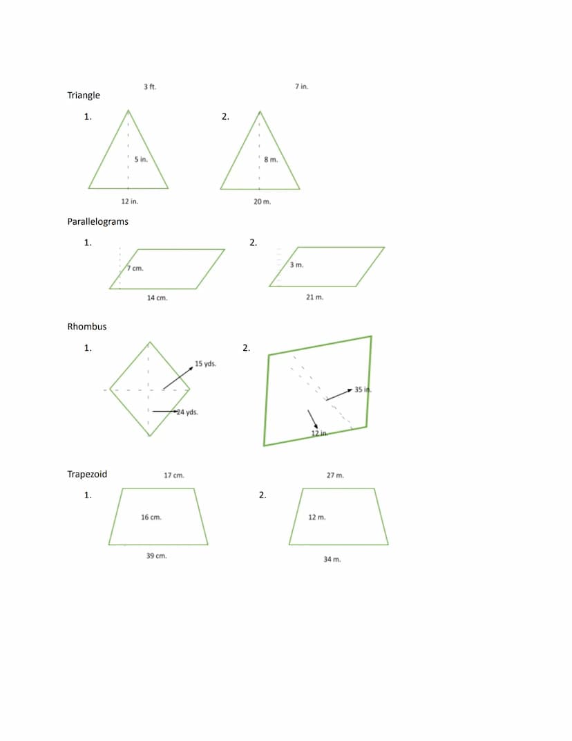 Module 13
Finding the Area
Area: The number of square units needed to cover a given surface.
Parallelogram: A quadrilateral with two pairs o