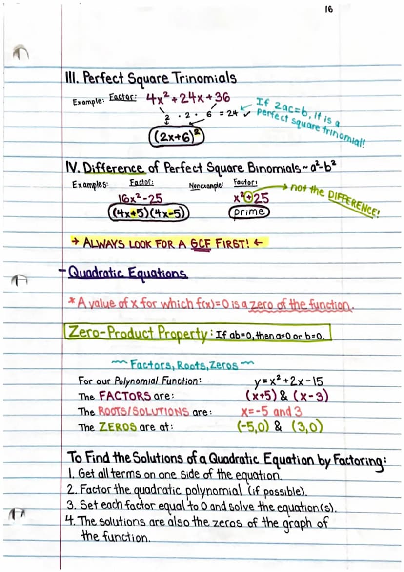 -Factoring:
greatest common factor
ALWAYS LOOK FOR A GCF FIRST!
1. Quadratic Trinomials ax²+bx+c when_a=l
w Example: x² +9x+20
X-FACTOR? Fac
