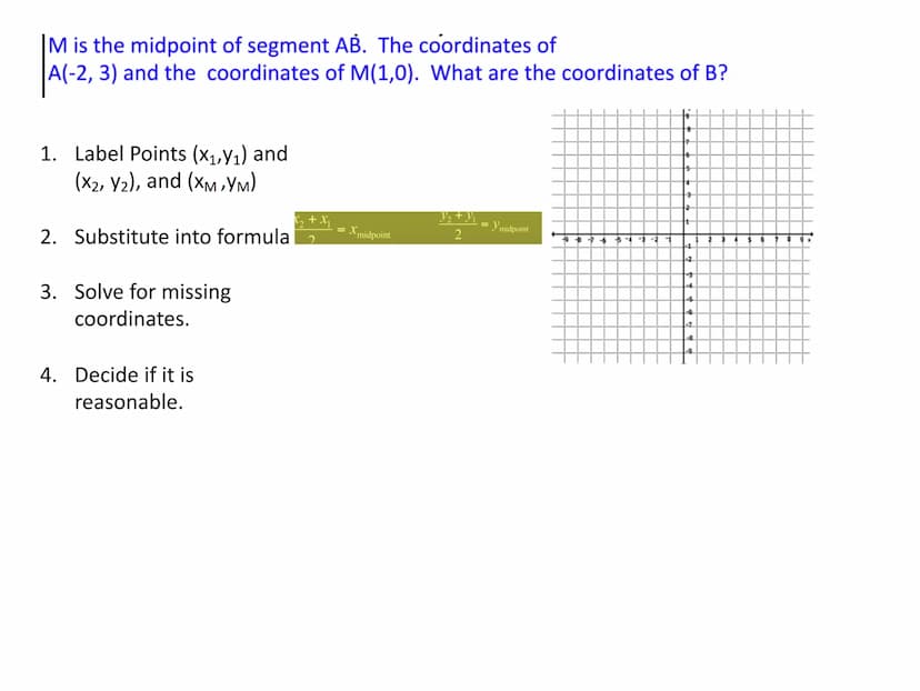 The distance between two points A(x₁, y₁) and B(x2, 12) is
d = √(x₂-x₁)² + (1/₂ -v₁)².
Y/2
Y₁
0
d.
-X₂-X₁
B
1
1½/2-/₁
X₂
Using Midpoint and 