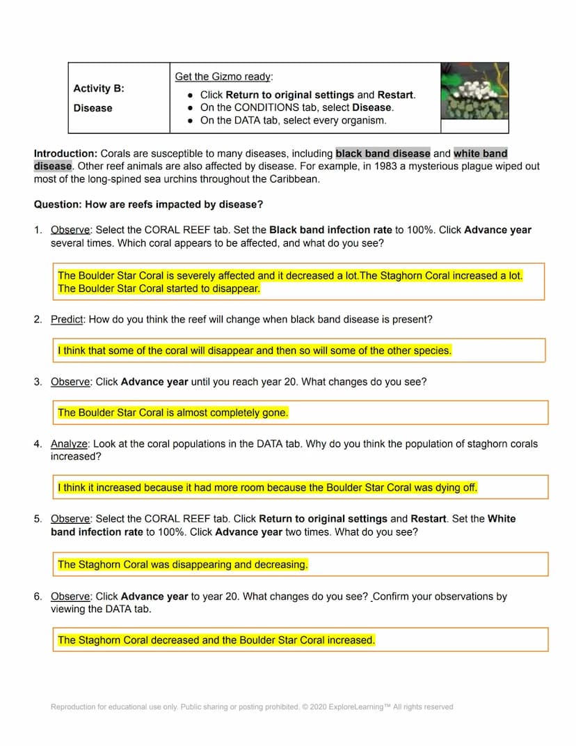 äl Gizmos
Name: Katie Whitson
Date: 04-07-2021
Student Exploration: Coral Reefs 2 - Biotic Factors
Directions: Follow the instructions to go