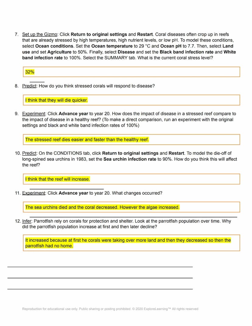 äl Gizmos
Name: Katie Whitson
Date: 04-07-2021
Student Exploration: Coral Reefs 2 - Biotic Factors
Directions: Follow the instructions to go
