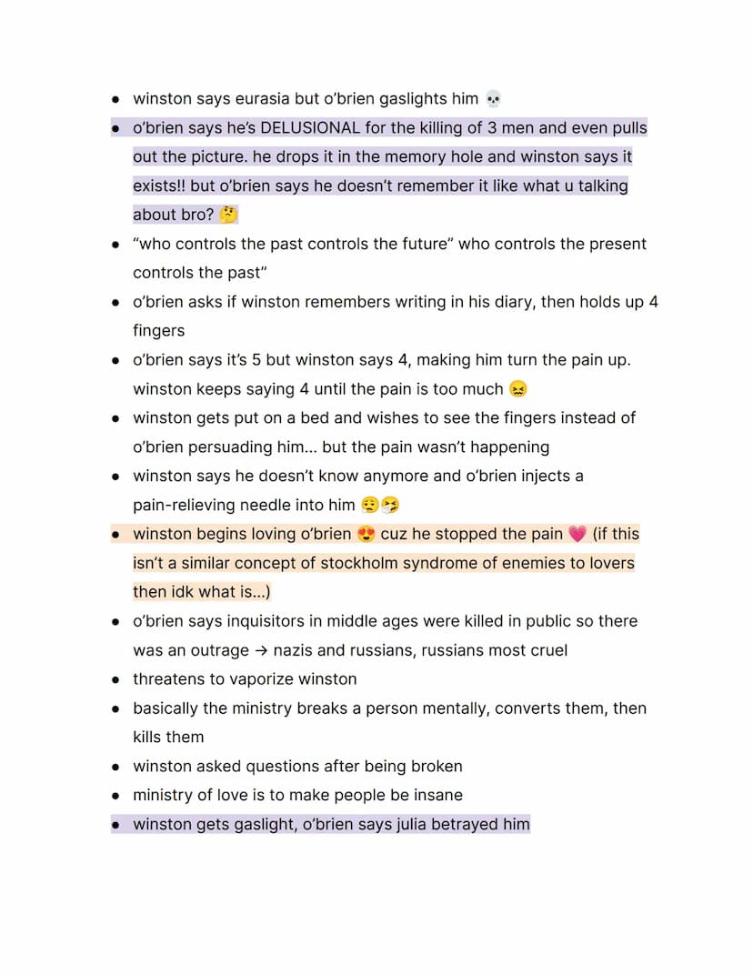 1984 by George Orwell; {Part 3 Notes }
things to know:
→ this is part 3, not part 2 or 1
→ orwell rejected soviet communism
→ the book is ac