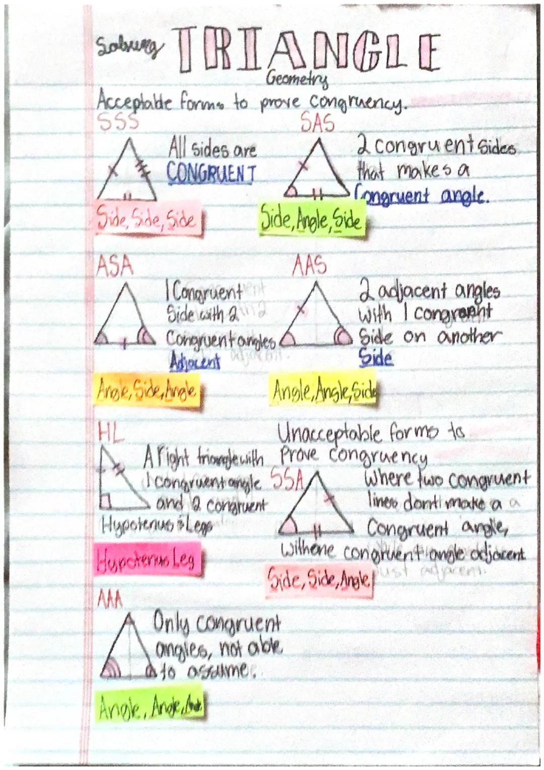 Solving TRIANGLE
Geometry
Acceptable forms to prove congruency.
SSS SAS
All sides are 2 congruent sides.
CONGRUEN T that makes a
Congruent a