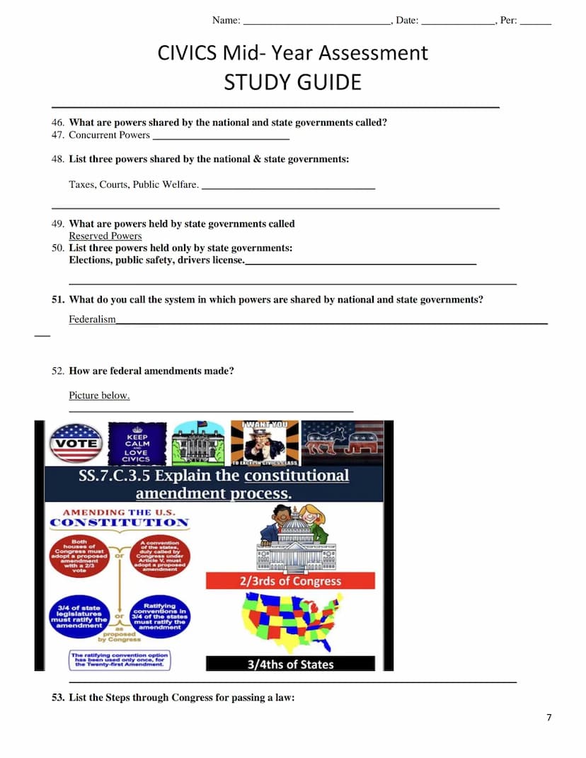 Name:
Date:
CIVICS Mid-Year Assessment
STUDY GUIDE
Category 1- Origins and Purposes of Law and Government
1. John Locke: What ideas is he kn