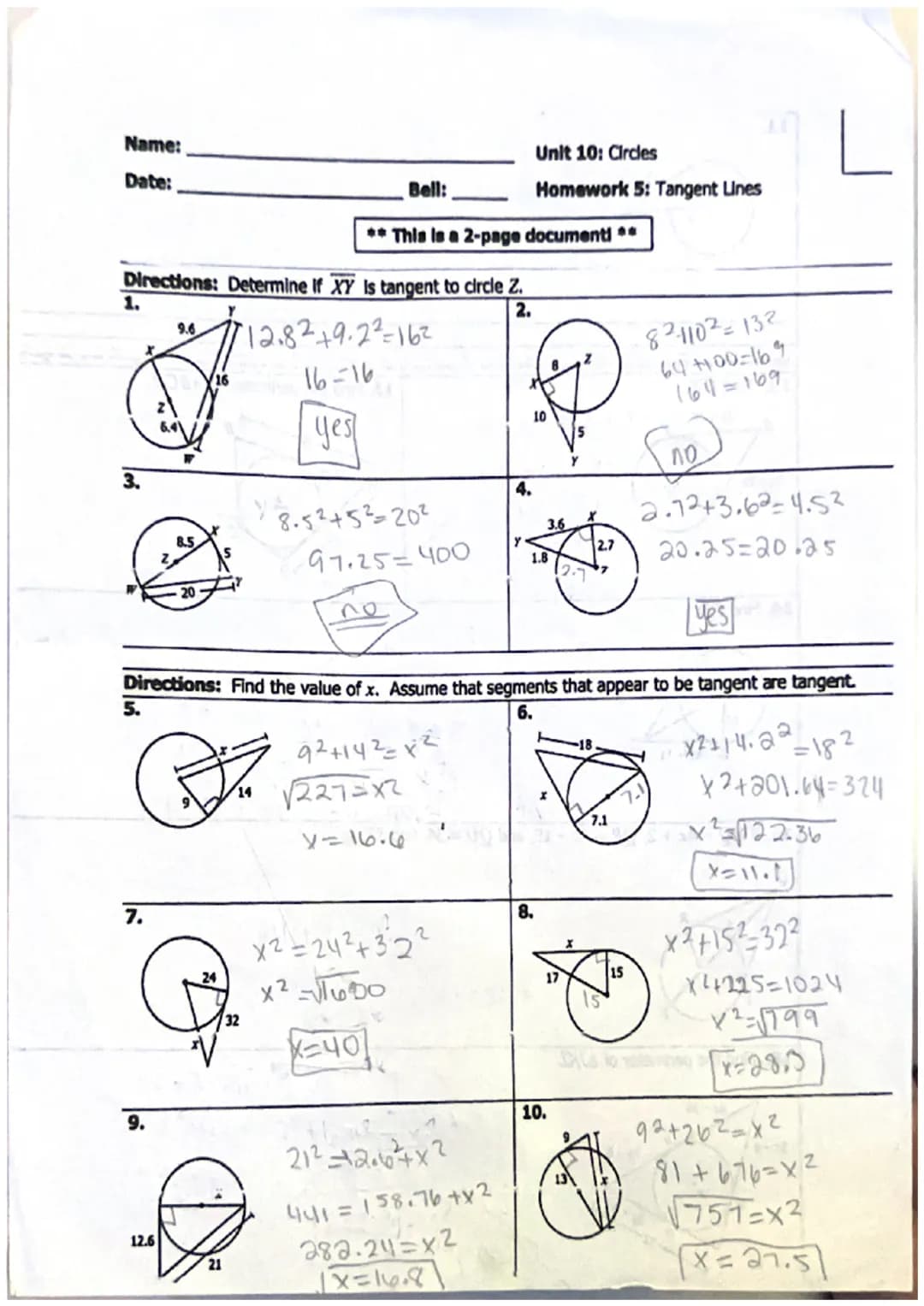 geometry unit 10 homework 7