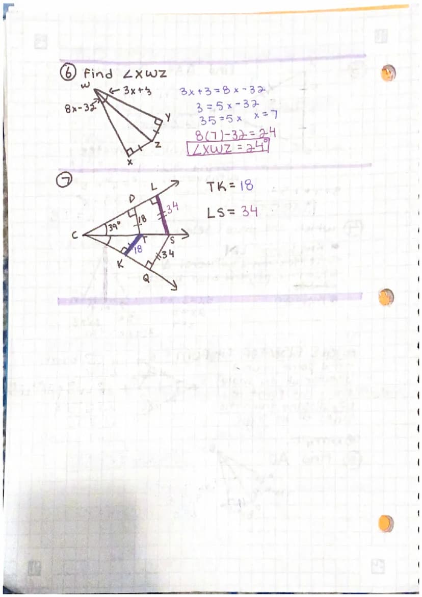 3.5 Perpendicular & angle bisectors
VOCAB
PERPENDICULAR
- if a pointison the perpendicular
bisector of a
equidistant
segment
A
A
EXAMPLE
A) 