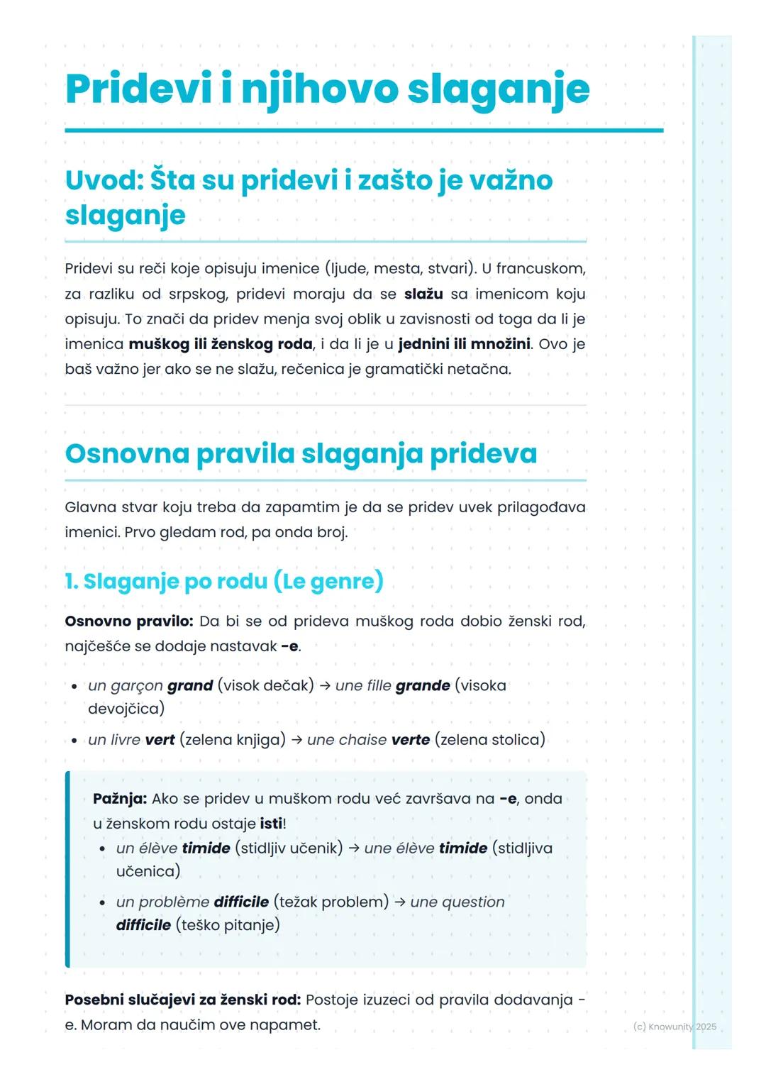 # Pridevi i njihovo slaganje

Uvod: Šta su pridevi i zašto je važno
slaganje

Pridevi su reči koje opisuju imenice (ljude, mesta, stvari). U