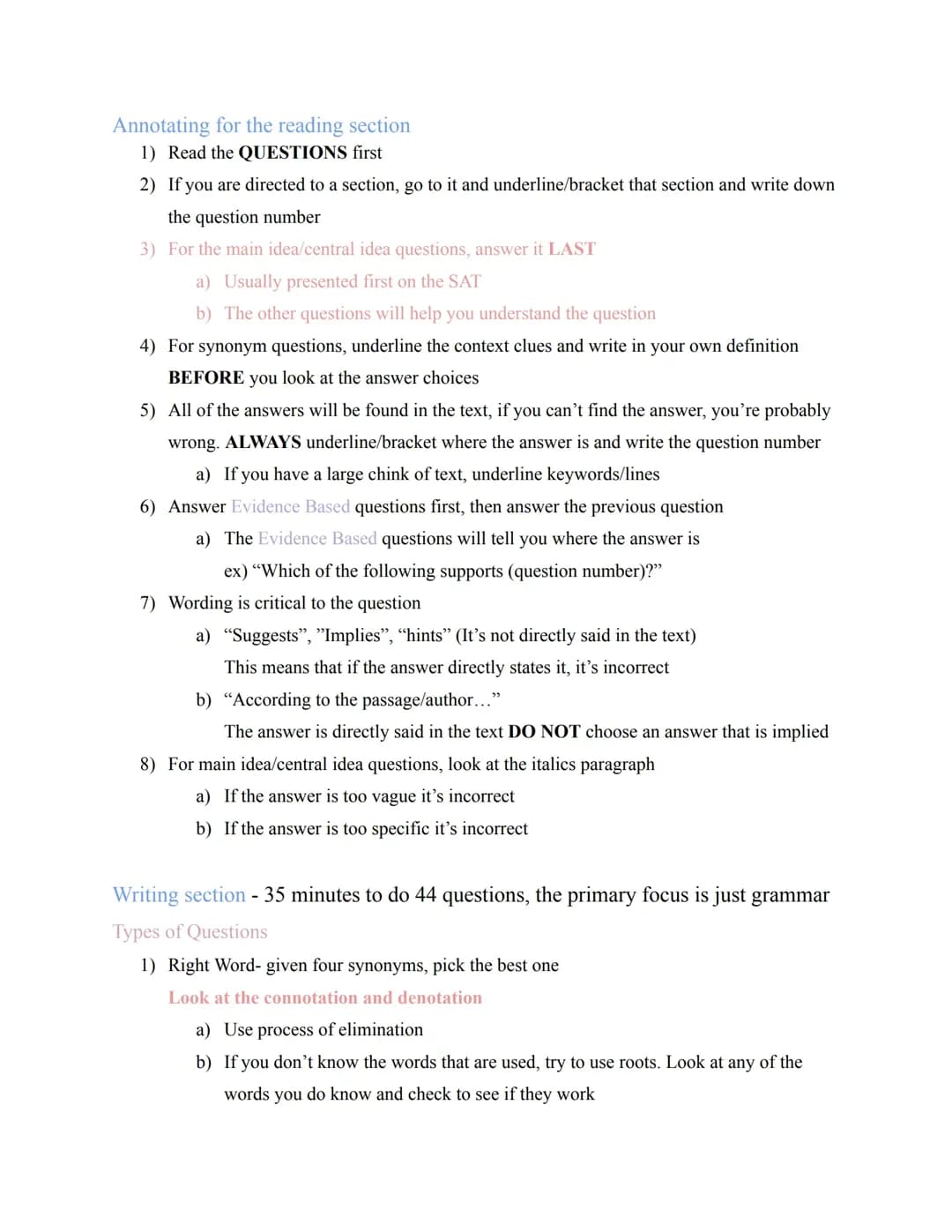 SAT English Tips for Reading and Writing 