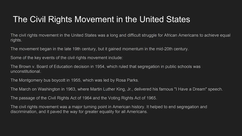 Civil Rights and Social
Movements Introduction
Civil rights are the basic rights and freedoms that belong to every person in a
society, from