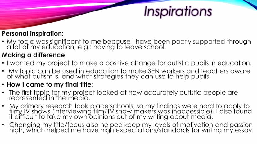 
<h2 id="introduction">Introduction</h2>
<p>The topic of my EPQ was "What is autism and what strategies can support autistic pupils in educa