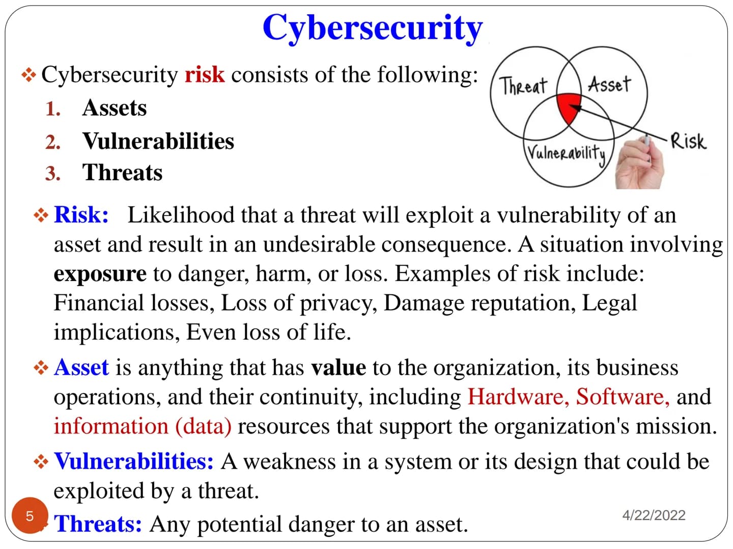 1
IA 121: FOUNDATIONS OF CYBER
SECURITY
LECTURE 01
CYBER SECURITY THREAT
LANDSCAPE
4/22/2022 2
Security Concepts
4/22/2022 What is Computer 