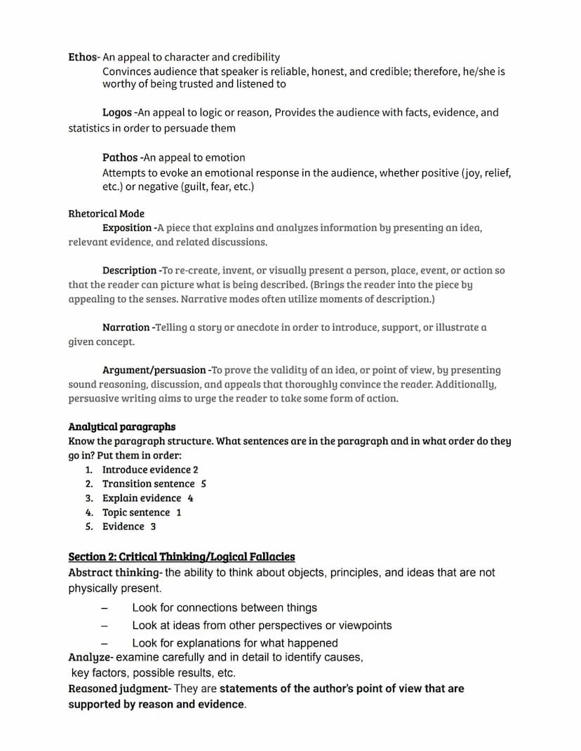Section 1: Rhetoric
Rhetoric- The art of using language effectively and persuasively in written or spoken form
Rhetorical Situation- Wheneve