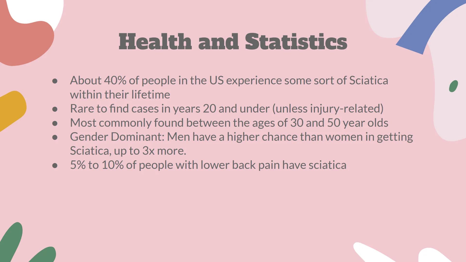 Sciatica ●
Introduction
Sciatica is a medical problem that refers to pain, weakness, numbness, or tingling in
the leg.
It is caused by putti