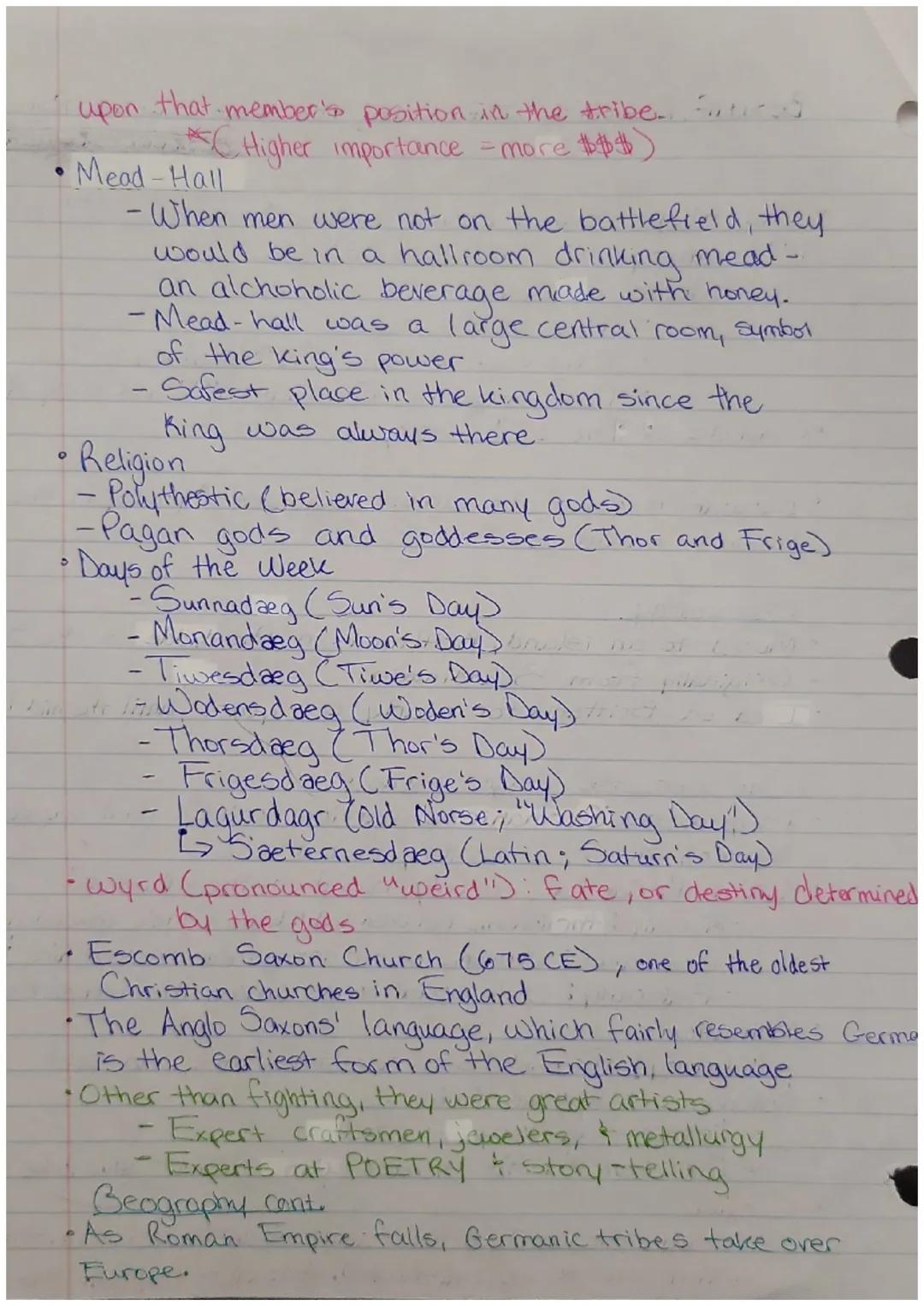 Beowulf, Lesson 1: Introducing the Anglo Saxons Notes
• The Anglo-Saxon period spans from the 5th to
11th century C450 CE = 1066 CE)
•Moves 