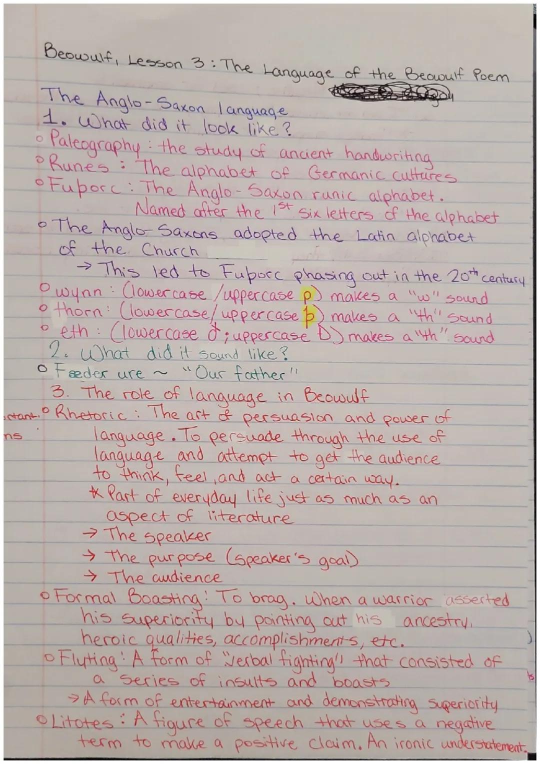 Beowulf, Lesson 1: Introducing the Anglo Saxons Notes
• The Anglo-Saxon period spans from the 5th to
11th century C450 CE = 1066 CE)
•Moves 