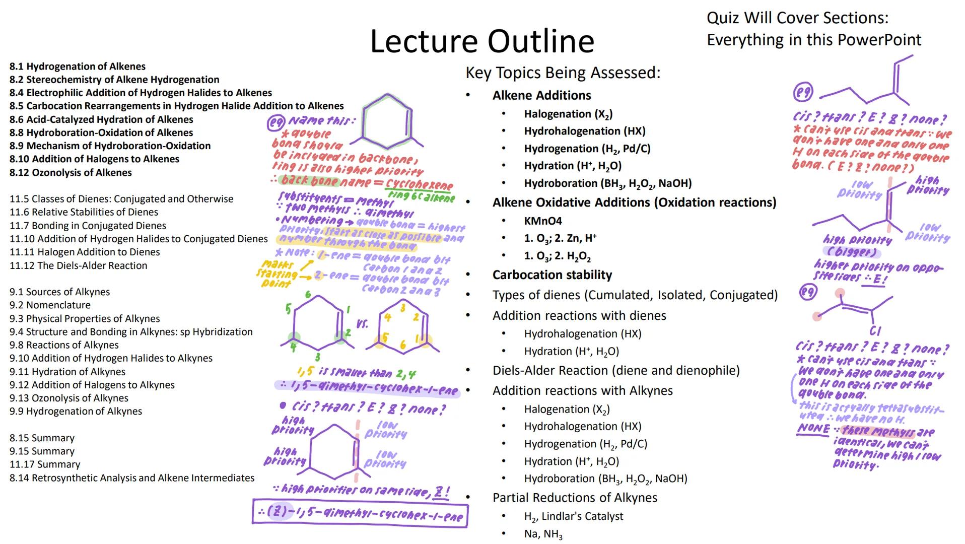 Quiz 4: Alkenes and Alkynes
Homework: Module 4 due_1015
LO Mastery Quiz: Quiz 4 available on 10/6
and due on
10/8 General Chemistry Review (
