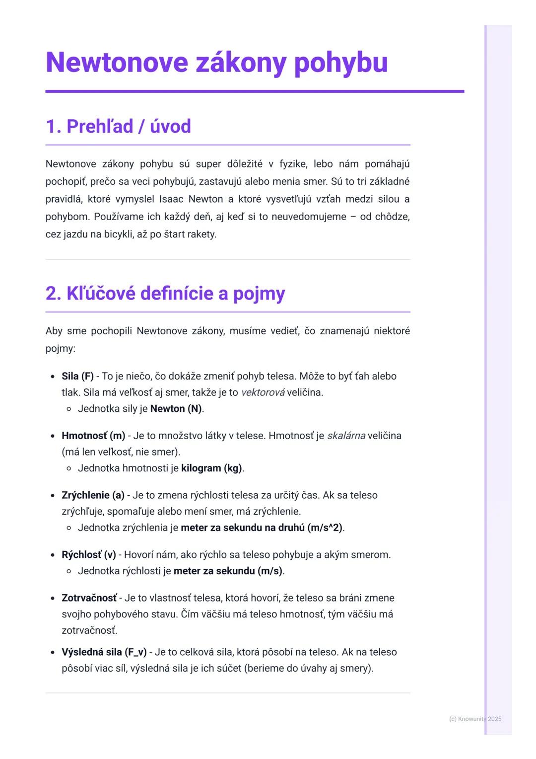# Newtonove zákony pohybu

1. Prehľad / úvod

Newtonove zákony pohybu sú super dôležité v fyzike, lebo nám pomáhajú
pochopiť, prečo sa veci 