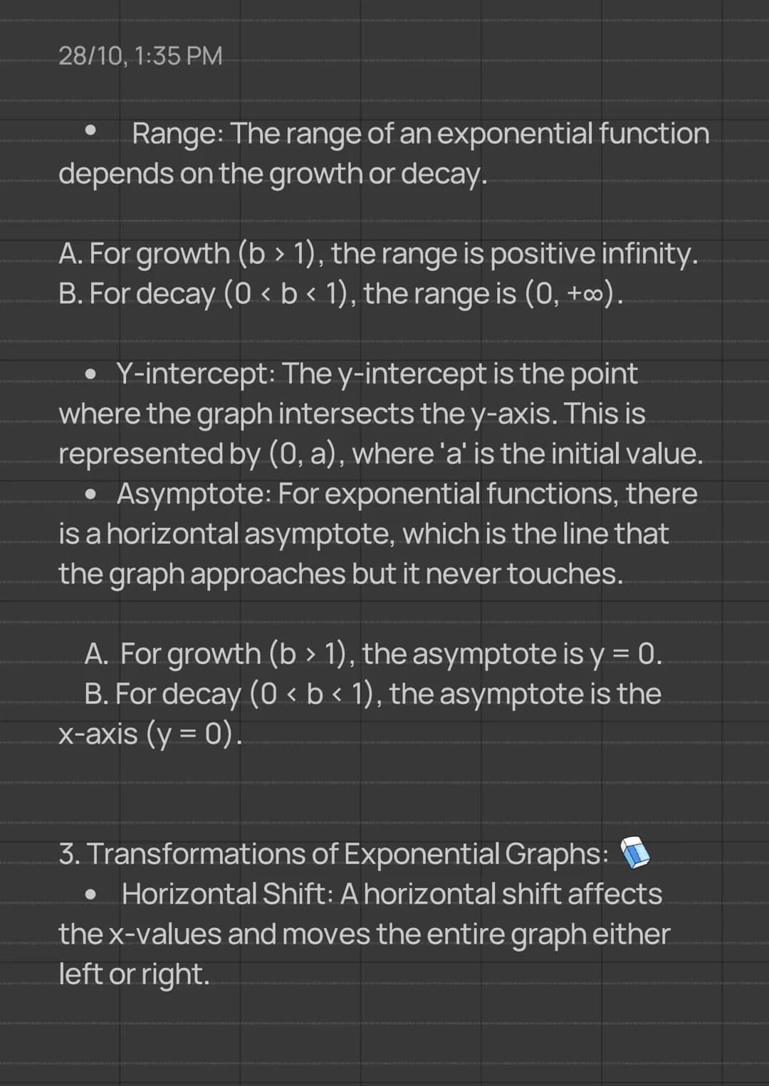 28/10, 1:35 PM
Algebra 1 Notes
8th-9th Grade Notes
Sub-Topic: Analyzing graphs of exponential
functions
1. Basic Exponential Functions:
The 