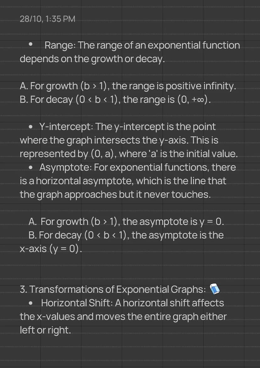 28/10, 1:35 PM
Algebra 1 Notes
8th-9th Grade Notes
Sub-Topic: Analyzing graphs of exponential
functions
1. Basic Exponential Functions:
The 