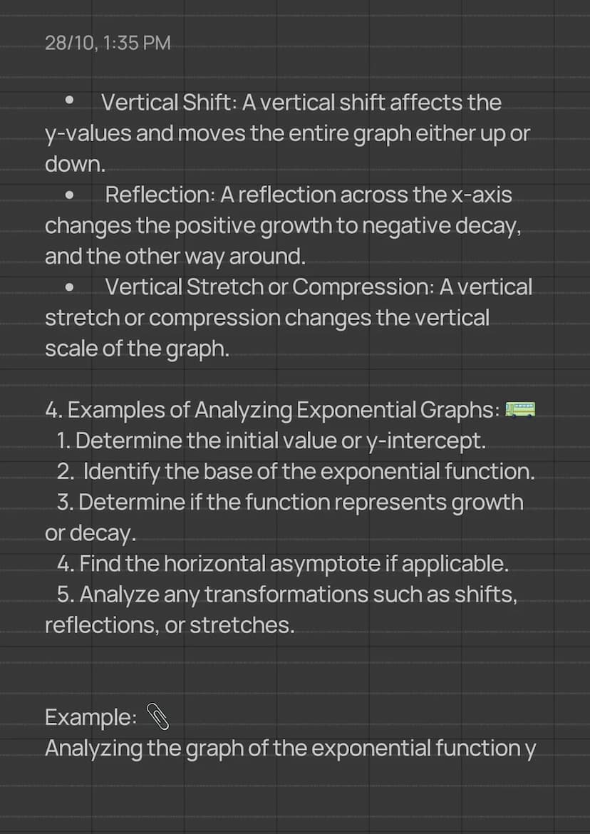 28/10, 1:35 PM
Algebra 1 Notes
8th-9th Grade Notes
Sub-Topic: Analyzing graphs of exponential
functions
1. Basic Exponential Functions:
The 