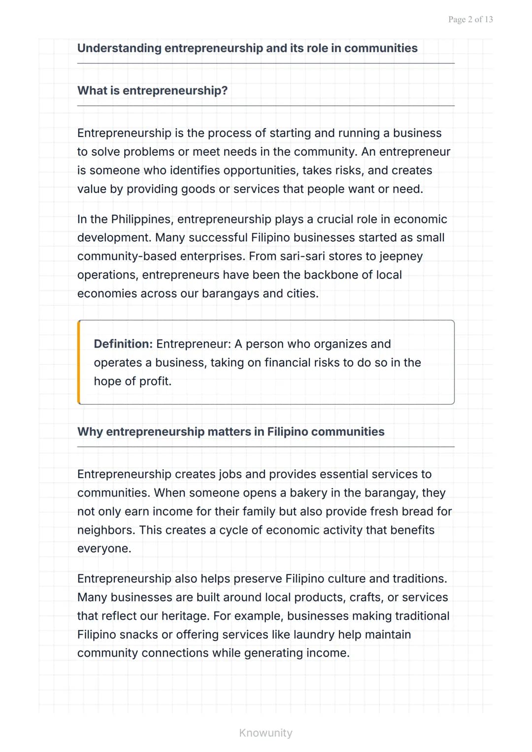 Entrepreneurship: Identifying Business Opportunities in the
Community
Learn to spot and evaluate business opportunities
in your community
Wh
