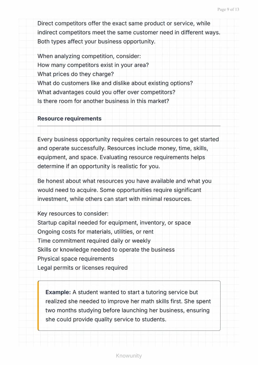 Entrepreneurship: Identifying Business Opportunities in the
Community
Learn to spot and evaluate business opportunities
in your community
Wh