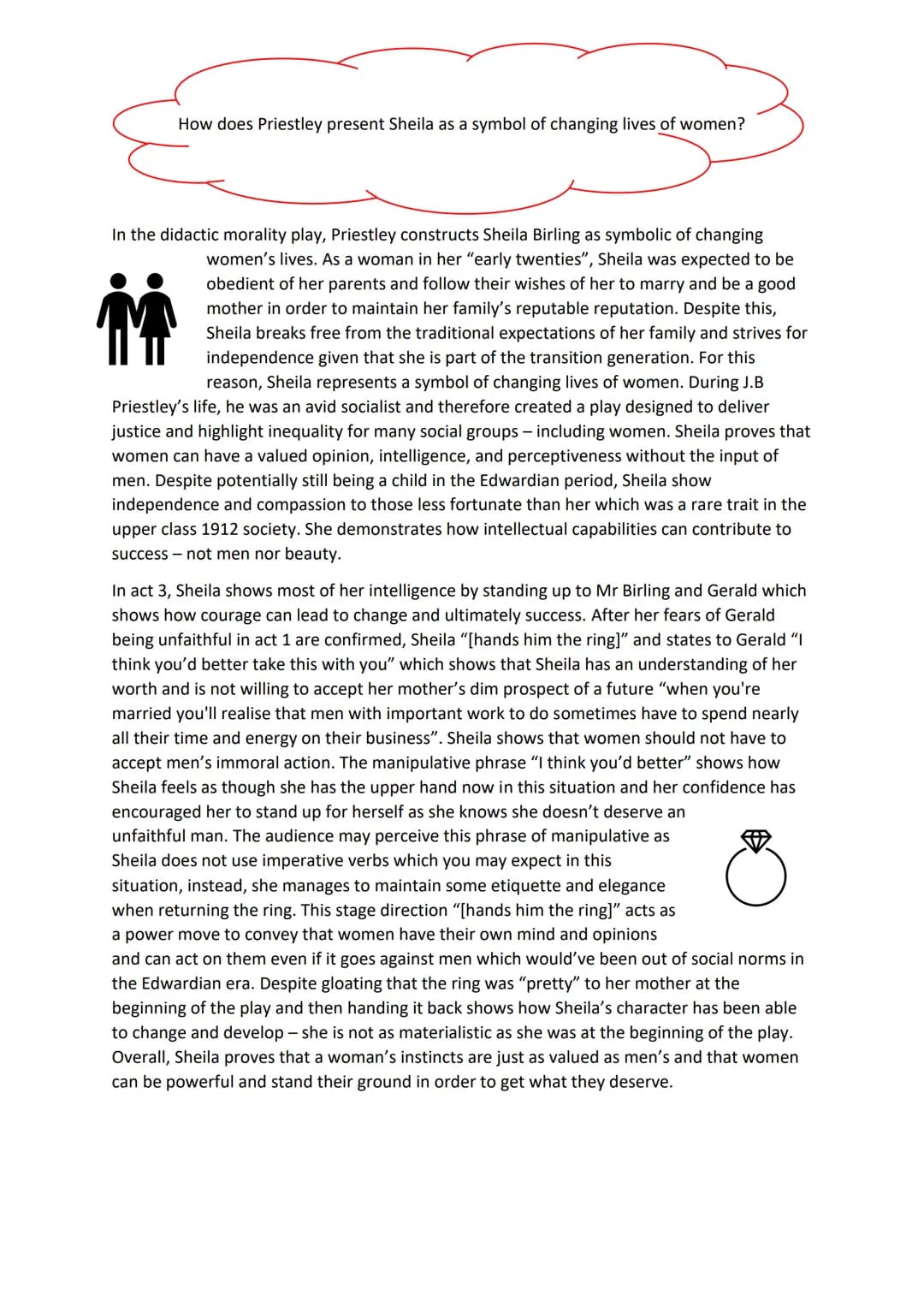 How does Priestley present Sheila as a symbol of changing lives of women?
In the didactic morality play, Priestley constructs Sheila Birling