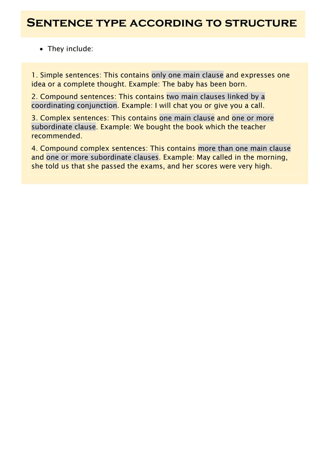 SENTENCE TYPES
• What is a sentence?
A sentence is a group of words with a finite verb that expresses a
full idea or complete thought. It is