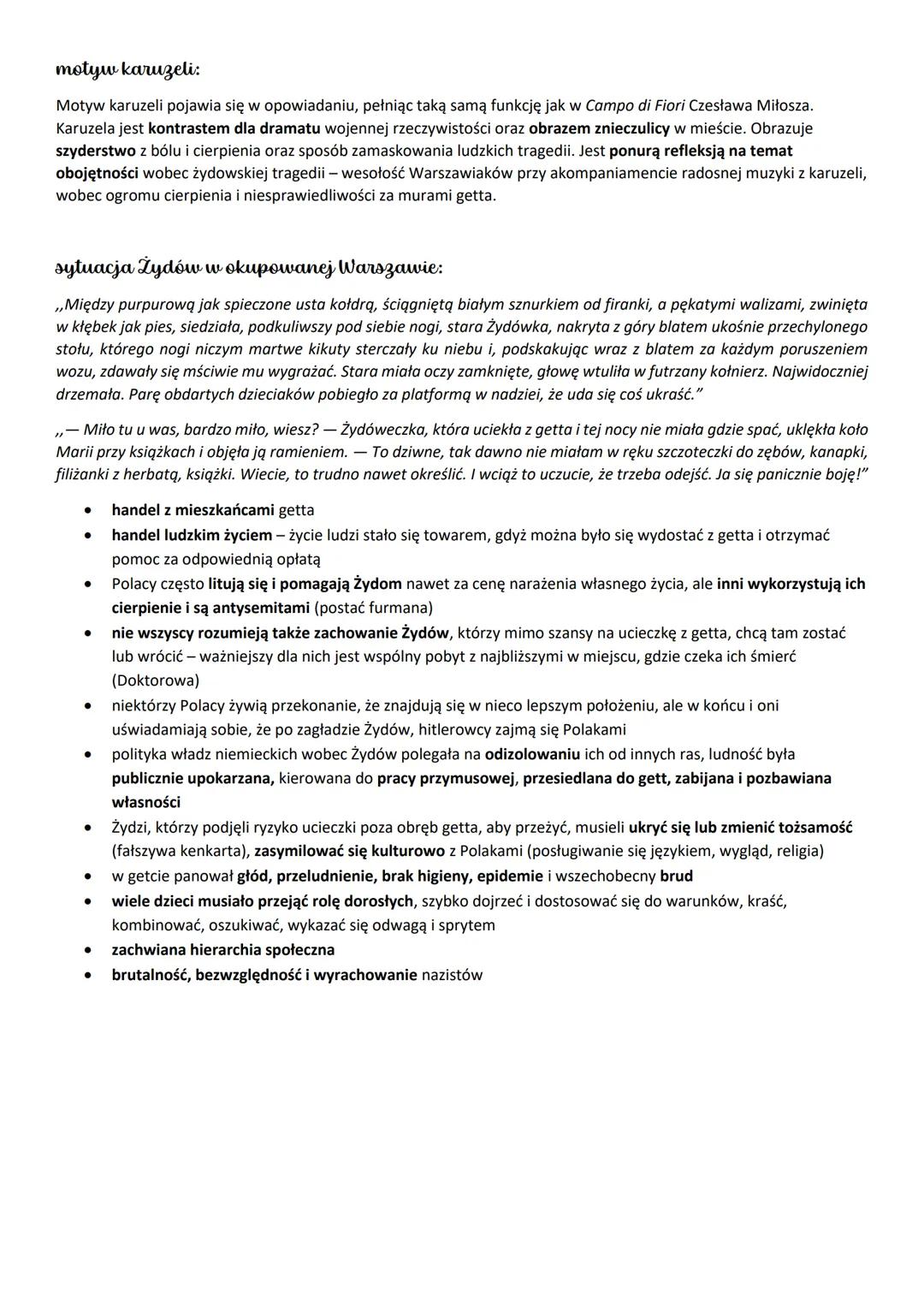 # Okupacyjna rzeczywistość
Tadeusz Borowski, „Pożegnanie z Marią"

bohaterowie:

- Maria - kobieta pochodzenia aryjsko-semickiego, ukochana 