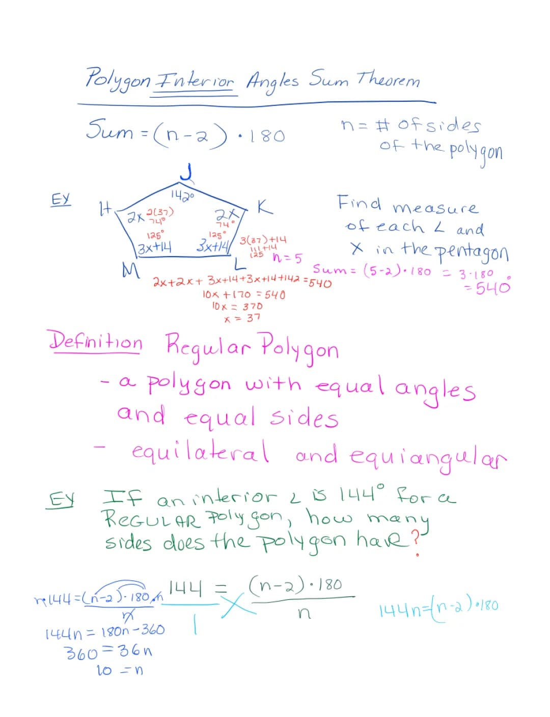 Fun with Polygons: Sum of Interior and Exterior Angles