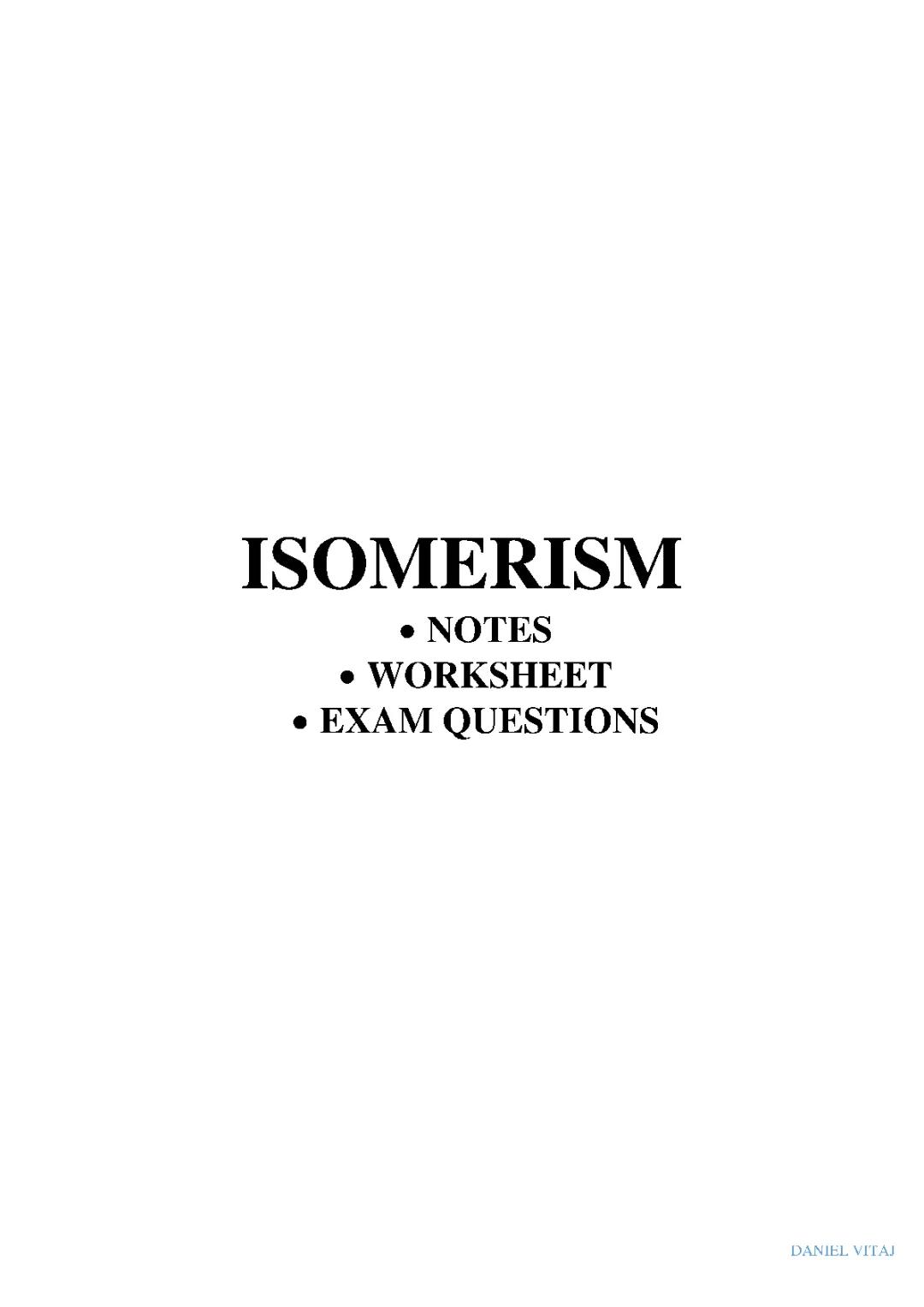 Isosmerism booklet A-level Chemistry