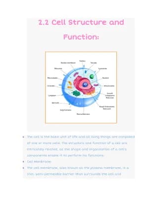 Know 2.2 Cell Structure and Function thumbnail