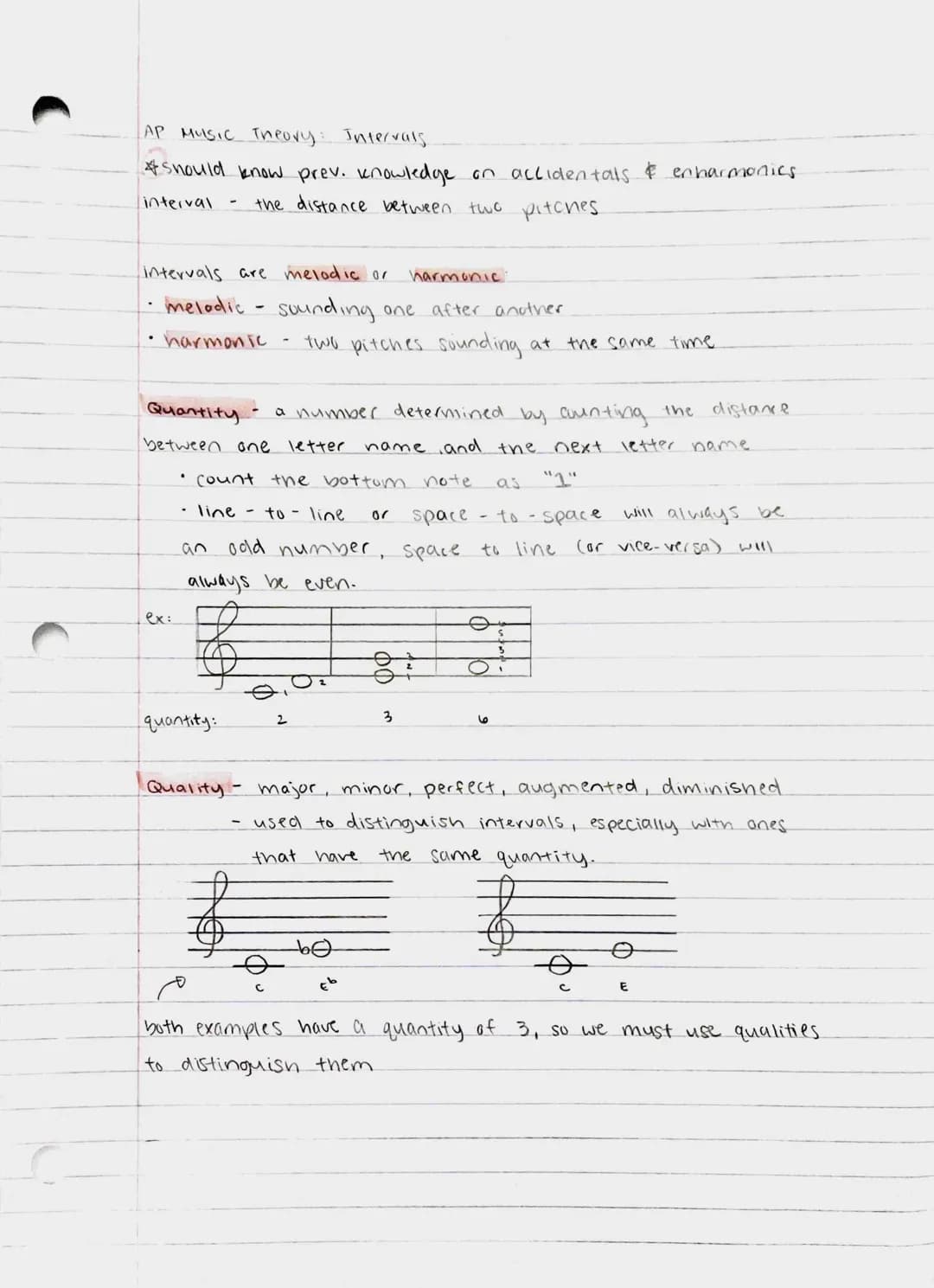 AP Music Theory: Intervals
* Should know prev. knowledge on accidentals & en harmonics.
the distance between two pitches.
interval
intervals