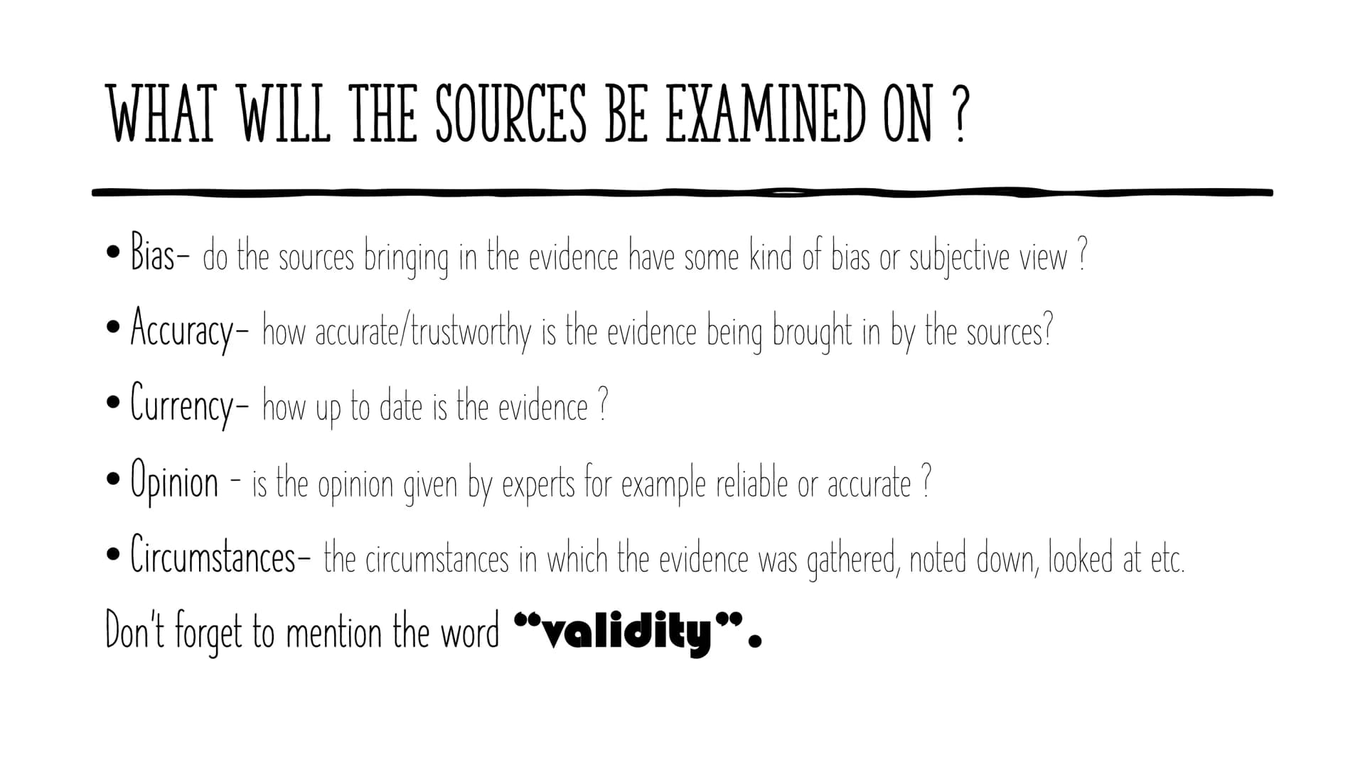 CRIMINOLOGY
Unit 3 AC3.1
Examining Information for Validity SOURCES OF INFORMATION
●
Trial Transcripts - the official record of all the proc