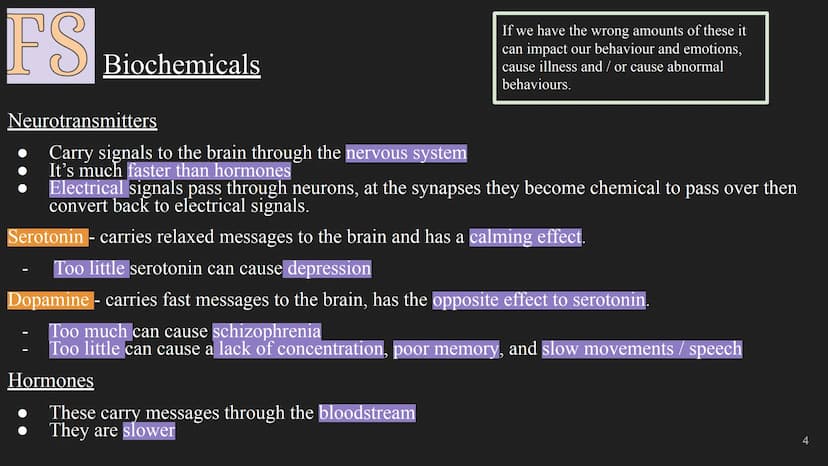 FS
The Biological Approach
1 FS
Assumption:
All human behaviour has a physical biological cause, this includes
abnormal behaviour and mental