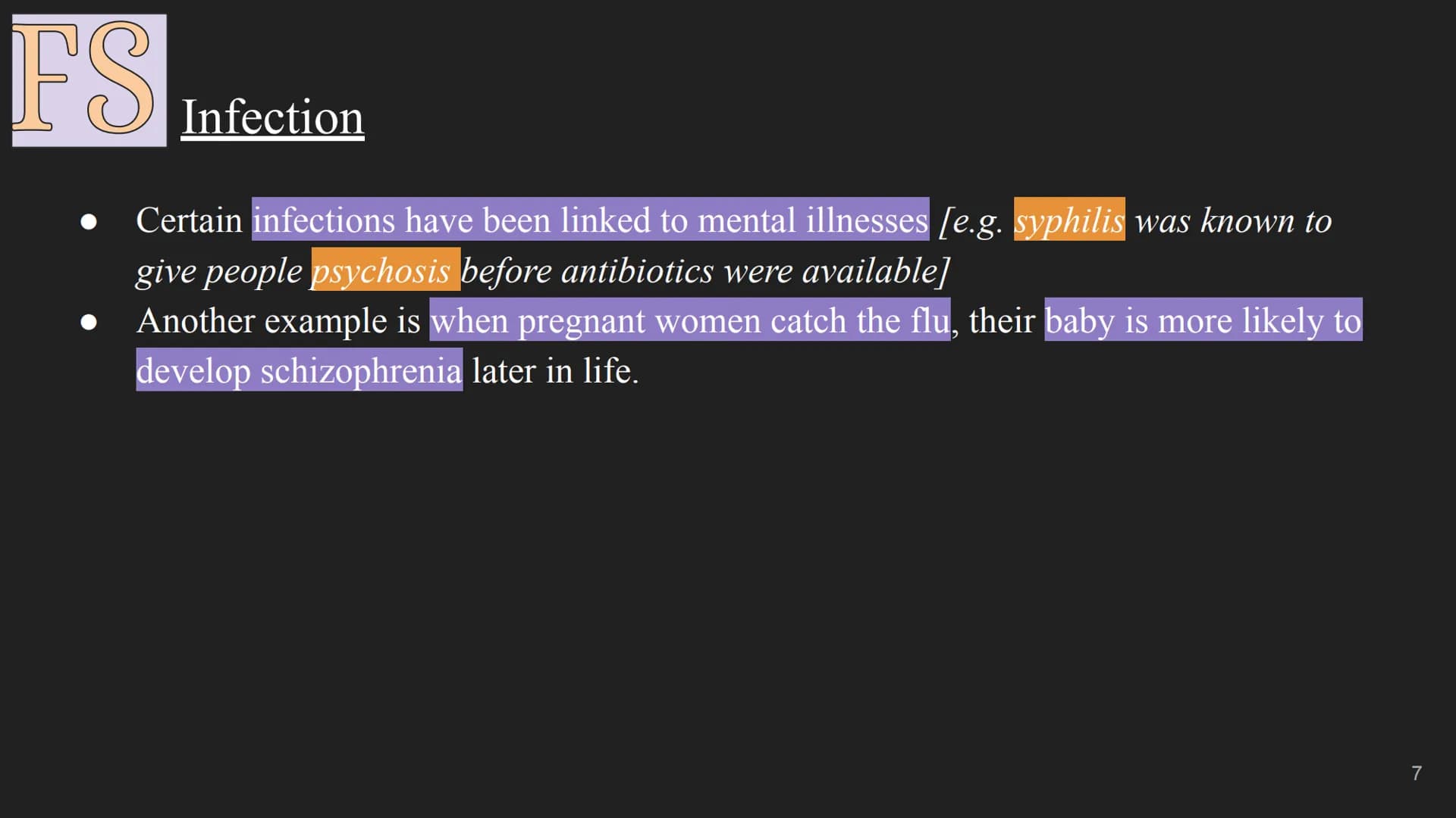 FS
The Biological Approach
1 FS
Assumption:
All human behaviour has a physical biological cause, this includes
abnormal behaviour and mental