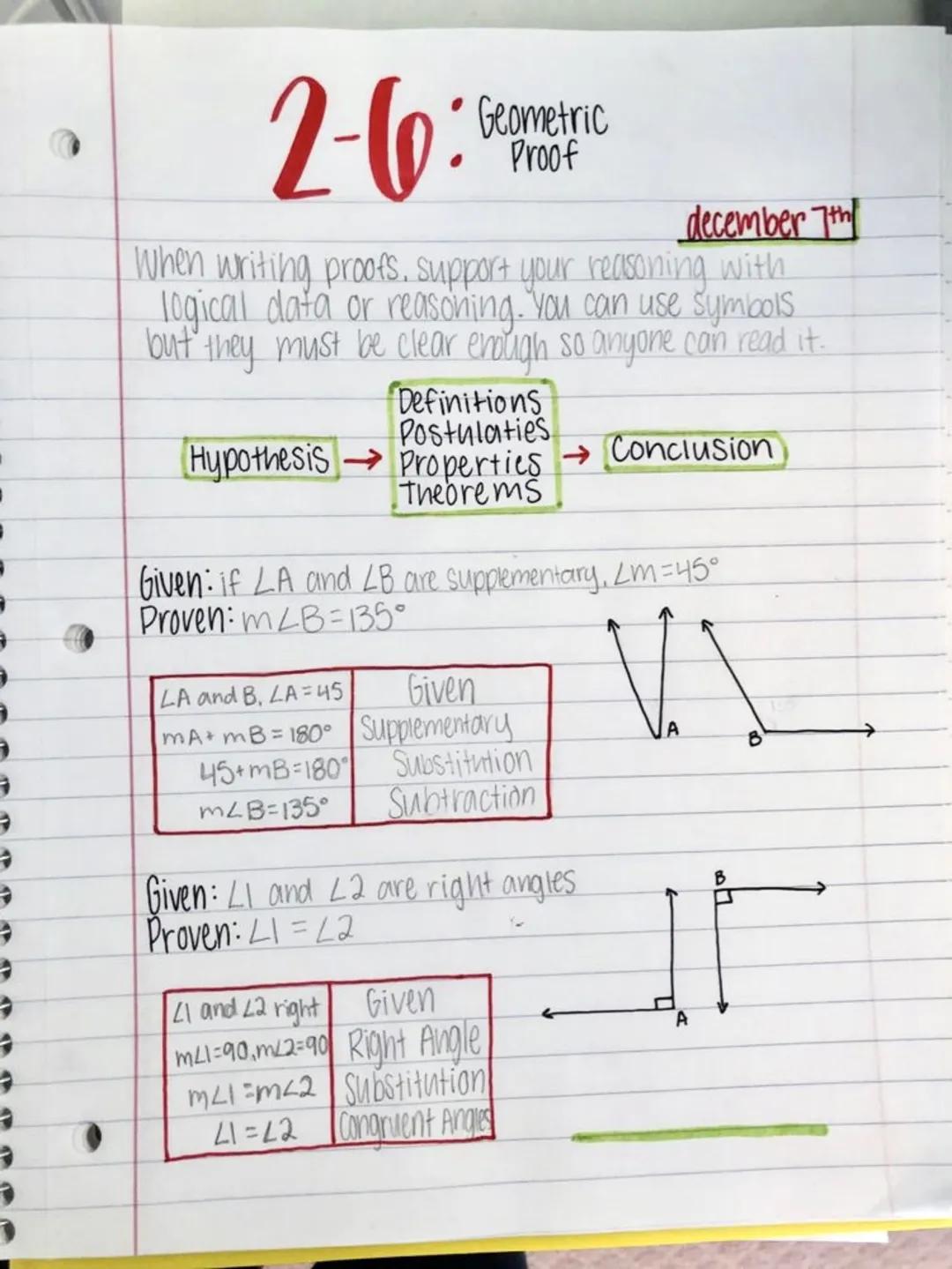 9
3
→
O
2-6:
december 7th
When writing proofs, support your reasoning with
logical data or reasoning. You can use symbols
but they must be c