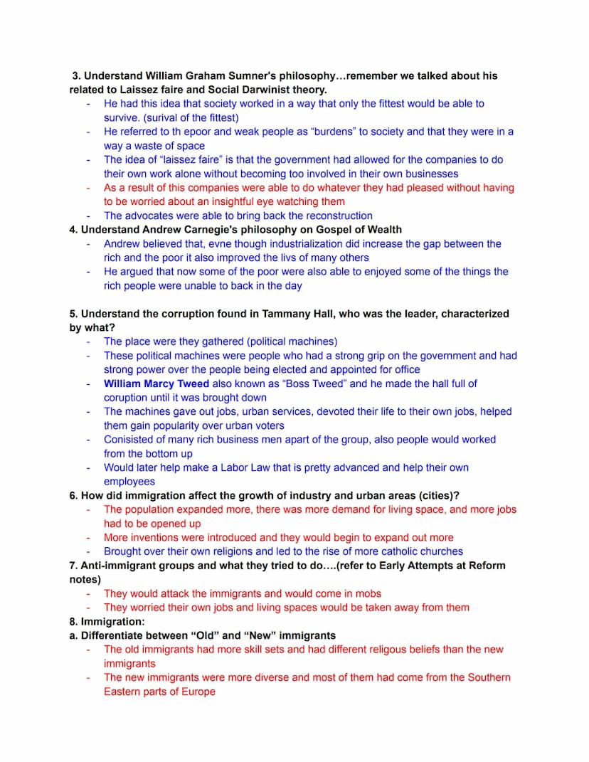 Items to focus your studies:
1. How is the Gilded Age characterized? A period in which the politics were corrupt and
stagnant and many of th