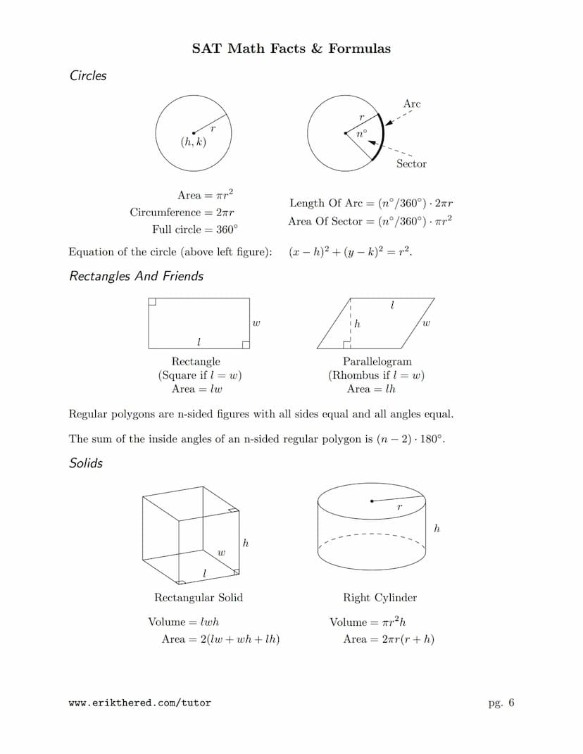 Numbers, Sequences, Factors
Integers:
Reals:
Order Of Operations:
Arithmetic Sequences:
Geometric Sequences:
Prime Factorization:
SAT Math F