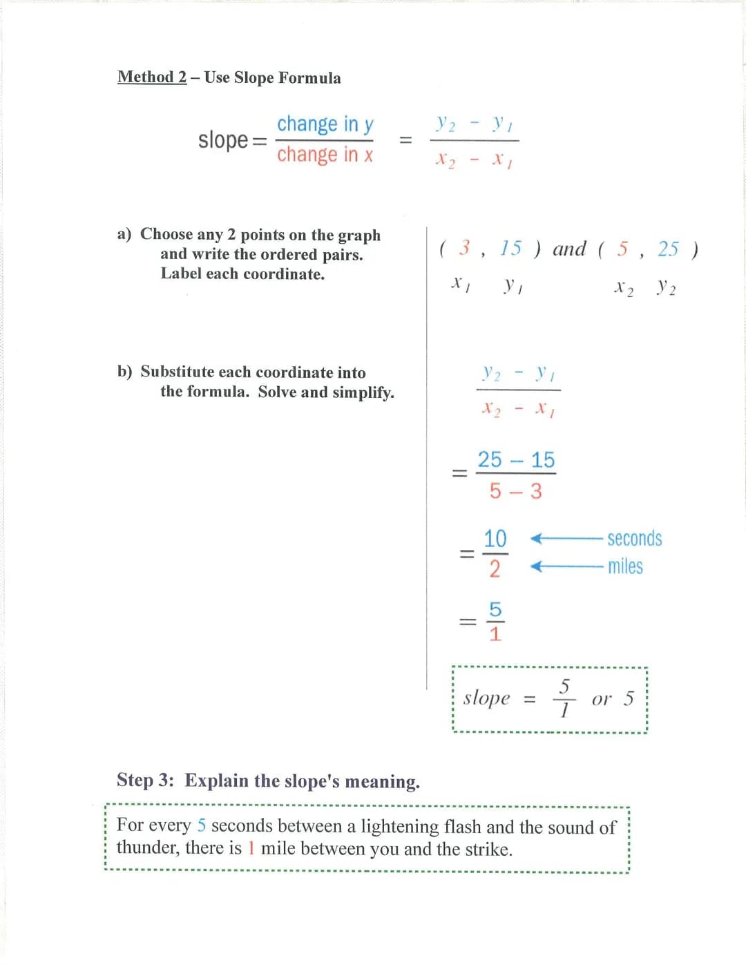 Slope
Slope the rate of change between any 2 points on a line
(the steepness of a line)
y
-8-
-7-
-6-
87654321
·3+∞-
-2
-1-
asu
slope
Slope
