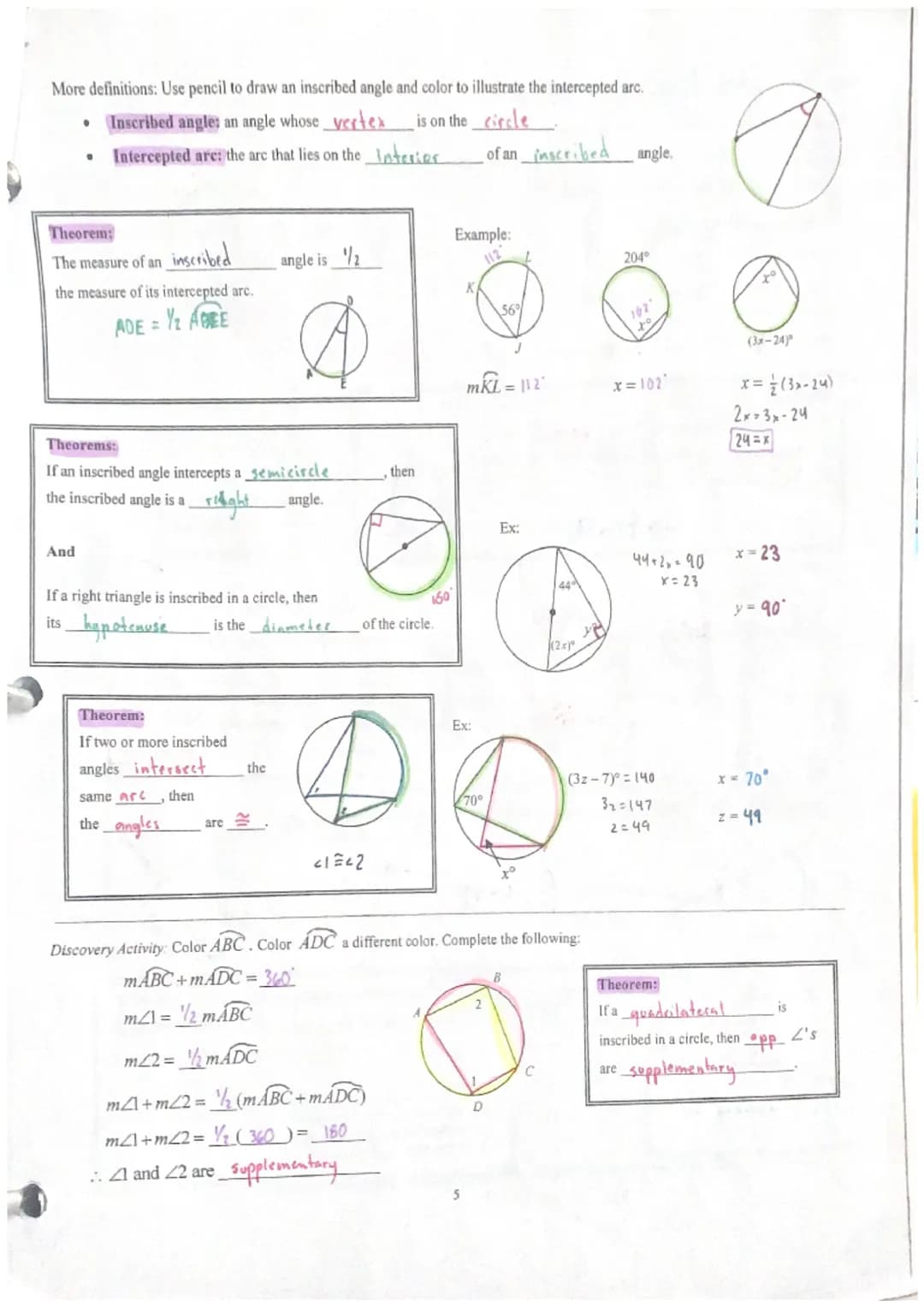 Fun Circle Notes & Theorems for Kids: Easy PDF Worksheets