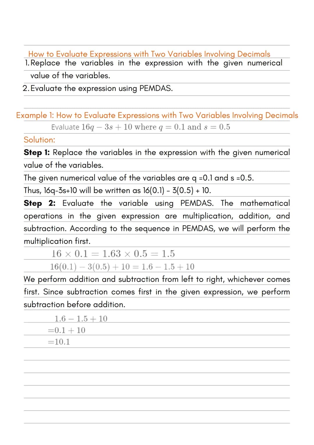 EVALUATING EXPRESSIONS WITH
TWO VARIABLES: FRACTIONS &
DECIMALS
How to Evaluate Expressions with Two Variables Involving Fractions
1. Write 