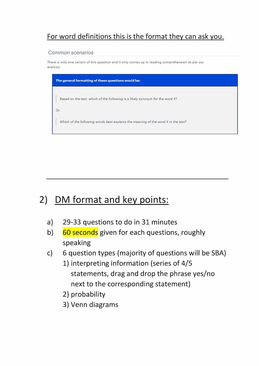 Subject: UCAT ( medical aptitude test)
Comprehensive revision guide
1) VR format and key points:
a) 11 stems (sets of 4 questions)
b) 2 minu