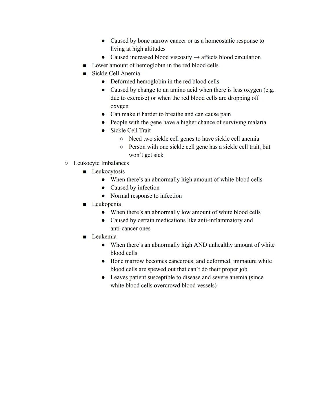 Notes on Blood
• Carries oxygen, nutrients, hormones, wastes, and body heat through body
• Properties
O Connective Tissue
o Only fluid tissu