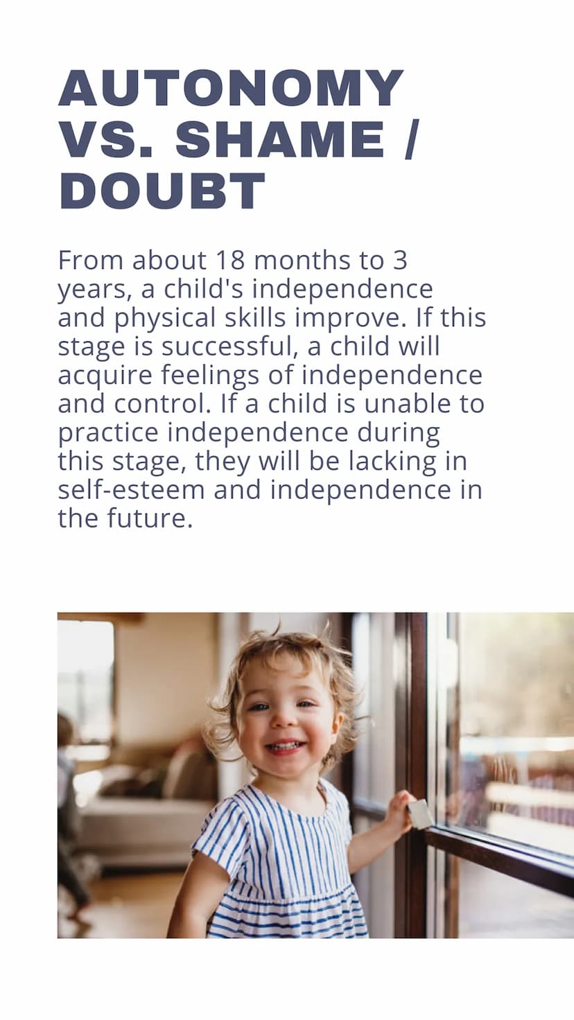 ERIK ERIKSON'S
STAGES OF
PSYCHOSOCIAL
DEVELOPMENT
MA 90
00
TRUST VS.
UNTRUST
con
ho
During the first 18 months of life,
a child may or may n